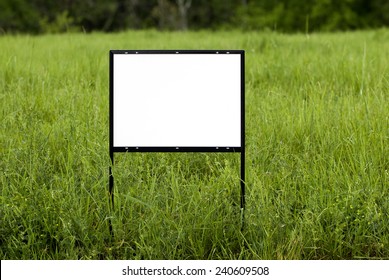 Horizontal Shot Of Blank Sign In Field/ Put Your Copy On This Sign