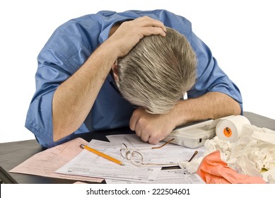 Horizontal Shot Of Man With Tax Troubles