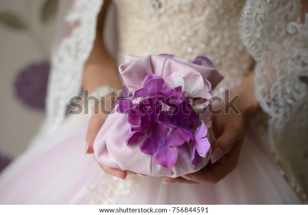 Horizontal Shot Young Caucasian Bride Dressed Stock Photo Edit