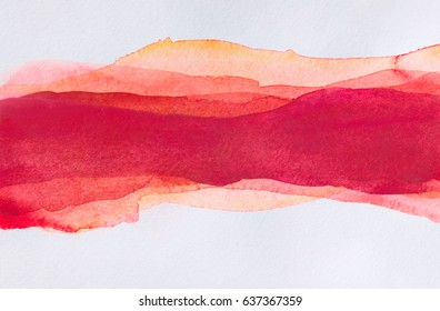 Horizontal strip of watercolors. Red multi-layer smears - Shutterstock ID 637367359