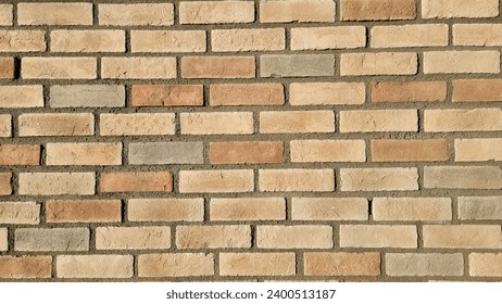 Horizontal Tan Brick Wall Background | Neutral Colored Bricks Backdrop