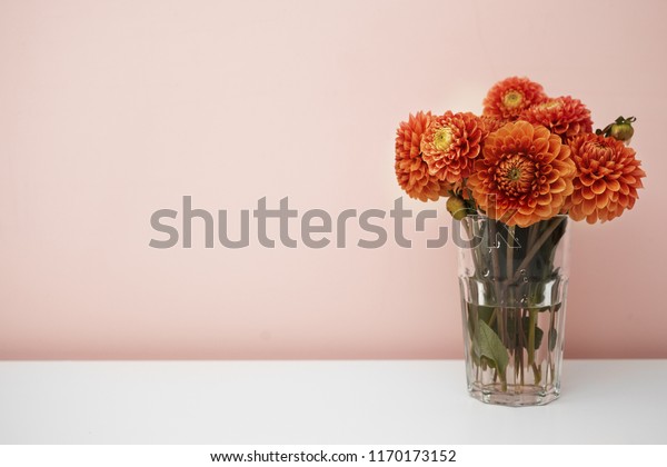 Horizontal View Fresh Reddish Flowers Glass Stock Photo Edit Now