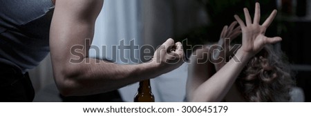 Similar – Image, Stock Photo Violence in an alcoholic family. Reflection of a violent man.