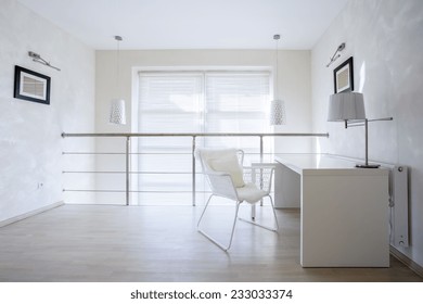 Horizontal View Of Small Private Office At Home