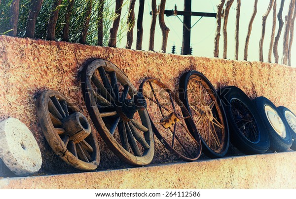 Horizontal vintage history of wheels film scan\
background backdrop