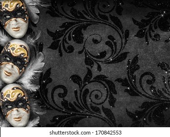 Horizontal vintage style dark masquerade background