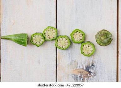 Horizontally Sliced Okra Pod