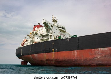 Hormozgan / Iran - Apr 13 2016: An Oil Tanker Is Anchored In The Persian Gulf South Of Iran.