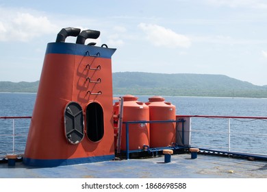 Horn And Buffer Tank On The Car Ferry In Banyuwangi, Bali, Indonesia