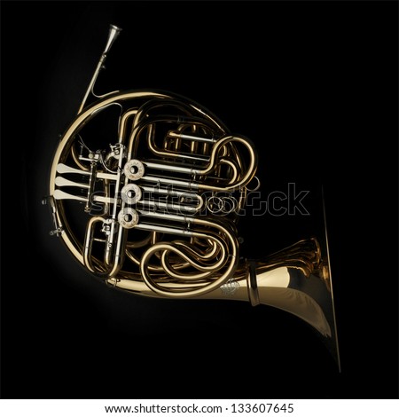 Horn instrument on dark background