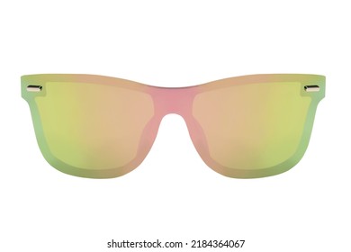 HORN RIMLESS SUNGLASSES RAINBOW MIRRORED SHIELD LENS FRONT VIEW