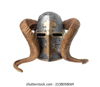 Horned Knight Helmet On White Background Stock Photo 2138058069 ...