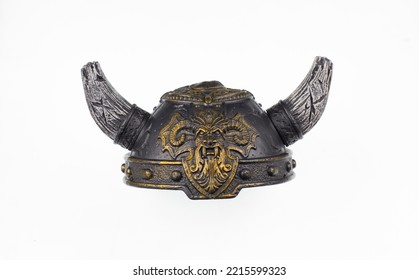 Horned Viking Helmet Isolated On White Background