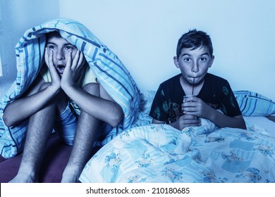 Horrified Kids Watching Tv