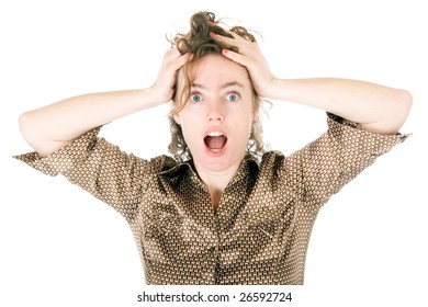 Horrified Young Woman Screaming Isolated On Stock Photo 26592724 ...