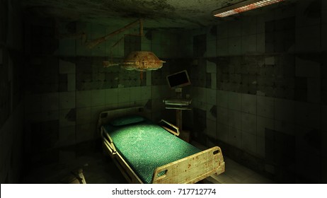 horror and creepy abandoned operating room in the hospital .3D rendering