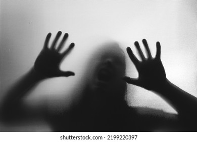 Horror Ghost Woman Behind Matte Glass Stock Photo 2199220397 | Shutterstock