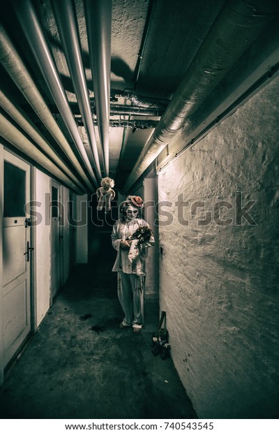 Horror Movie Scene Scary Woman Bloody Stock Photo Edit Now 740543545