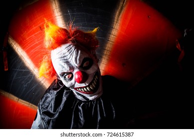 Horror Scary Killer Circus Clown. Halloween Nightmare