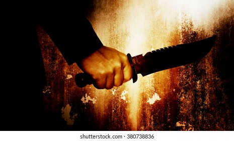 Horror Scene Of Man With Knife,Serial Killer Or Violence Concept Background