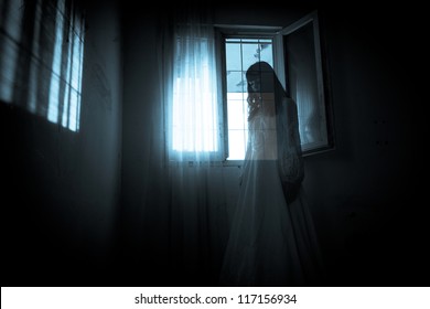 Horror scene of scary woman's ghost