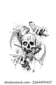 Horror version of skull dark art