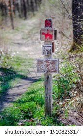 Horse And Bike Trail Sign Pole