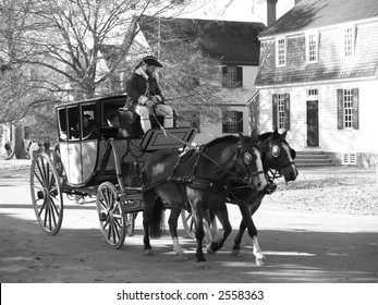 The Horse Carraige In Colonial Williamsburg, Representing The Colonial Era.