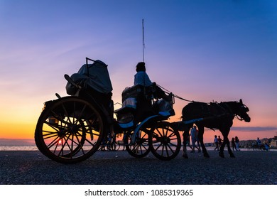 Horse Carriage Ride At Sunset