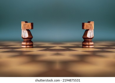 Horse chess piece stand on chessboard concepts of competition challenge of leader business team or teamwork volunteer or wining and leadership strategic plan and risk management or team player.