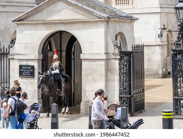 Horse Guards is a historic building in the City of Westminster, London, between Whitehall and Horse Guards Parade. UK, London, May 29, 2021