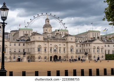 Horse Guards Parade is a large parade ground in central London. Site of annual ceremonies of Trooping the Colour, commemorating the monarch's official birthday, and Beating Retreat. With London Eye.