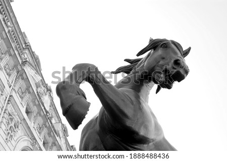 Horse with Harrow statue by Pierre-Louis Rouillard located outside the Orsay museum in Paris