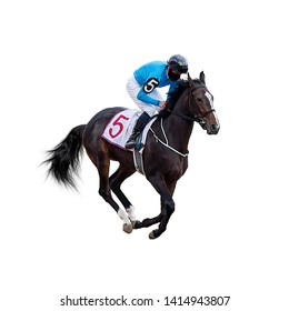 Horse Jockey Race Track Isolated On White Background