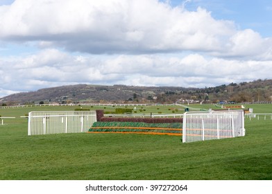 Horse Jump Fence At Cheltenham Racecourse. 