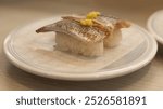 Horse mackerel nigiri sushi, horse mackerel sashimi, photographed in Okinawa, Japan