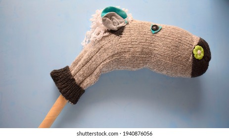 A Horse Made By Hand From A Sock And A Stick, DIY Children's Toy