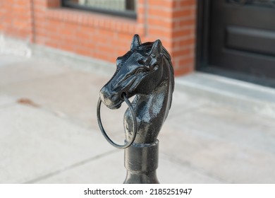 A Horse Mounting Ring Outside Rural Downtown District In Texas Town