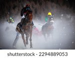 horse race on frozen lake in Engadine, Switzerland