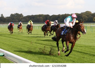 HORSE RACING - The Frankel colt Collide ridden by James Doyle and owned by Mr K Abdullah wins at Nottingham Races : Colwick Park, Nottingham, UK : 17 October 2018 : Pic Mick Atkins