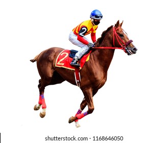 Horse Racing Jockey Isolated On White Background