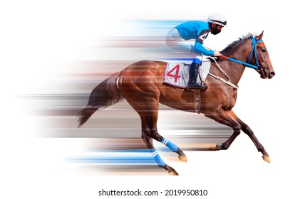 Horse racing jockey. Isolated on white background