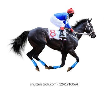 Horse Racing Jockey Race Isolated On White Background