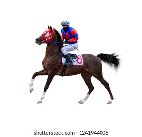 Horse Racing Jockey Race Isolated On White Background