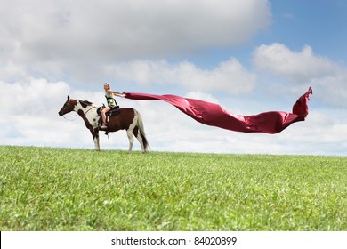 Horse Rider With Flying Textile