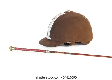 Horse Riding Helmet And Crop