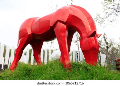 Horse Sculpture In The Park
