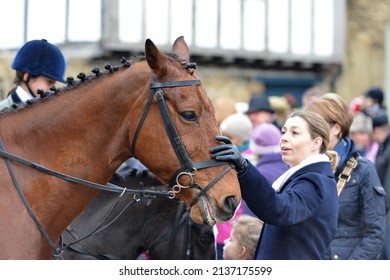 A Horse Is Seen On A Street As Crowds Gather For The Traditional Boxing Day Hunt On December 26, 2013 In Chippenham, UK. Fox Hunting Is Outlawed In The UK With Meets Following Scented Trails.