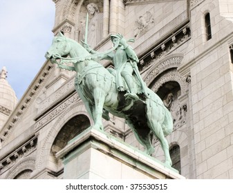 Horse Statue Of King Saint Louis IX In Montmartre, Paris, France