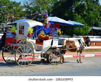 Horse for tourists to see the city in Lampang, Northern of Thailand